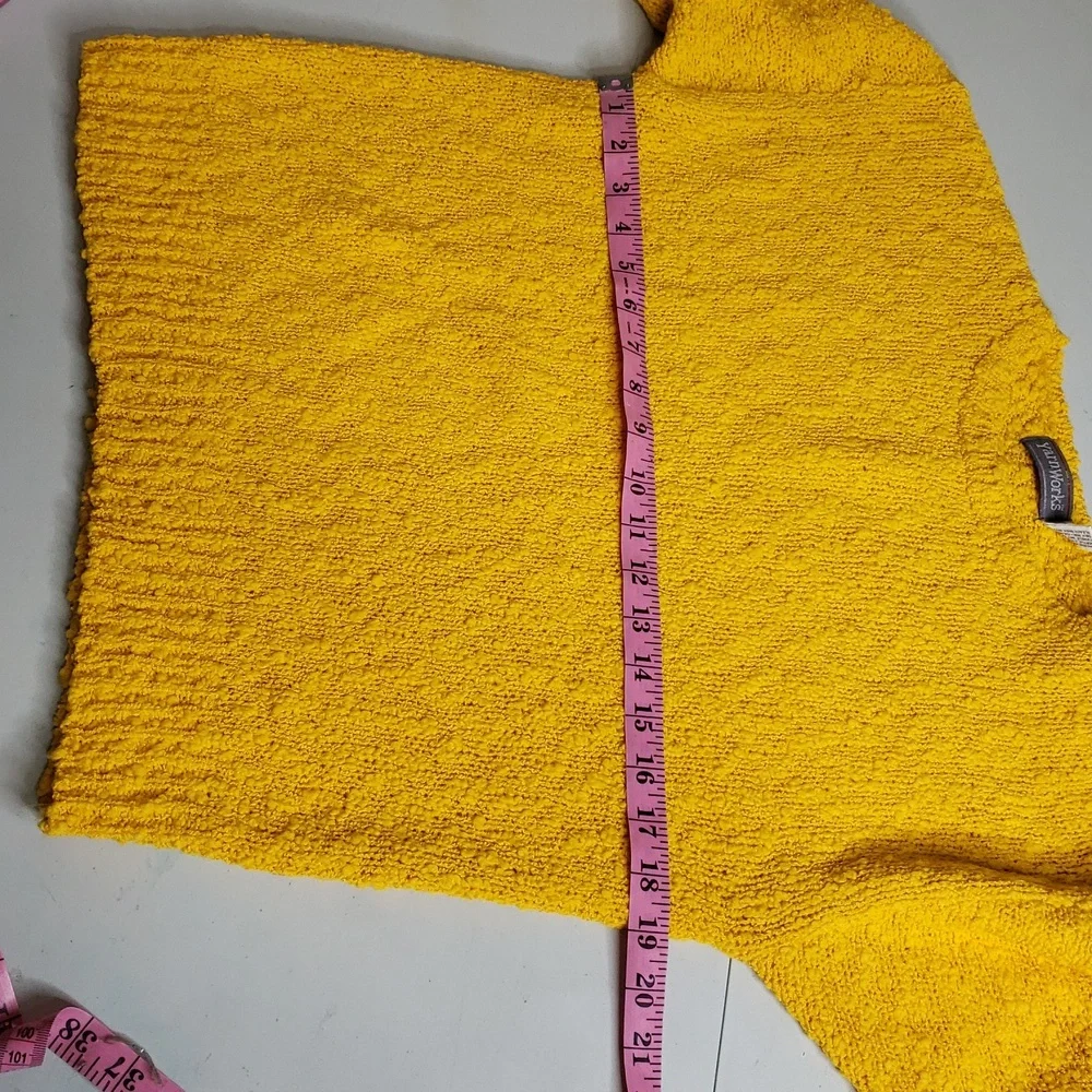 Vintage YarnWorks Womens Bubble Knit Sweater Size L Yellow 90s Preppy Classic